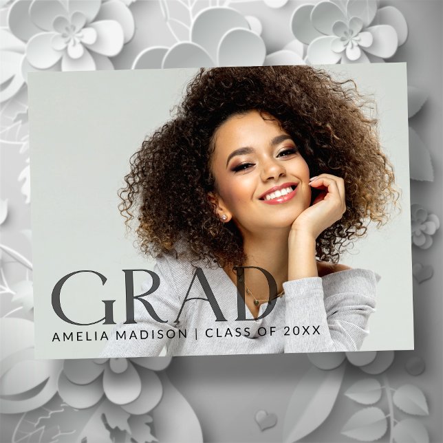 Modern Bold Classy Transparent Text Grad Photo Postcard (Creator Uploaded)