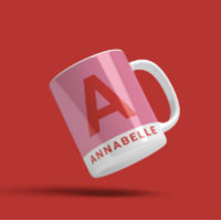 Modern bold colorblock pink personalised name coff