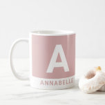 Modern bold colorblock pink personalised name coffee mug<br><div class="desc">Modern bold colorblock girly pink personalised name. With space for initials and name. Colours can be changed.</div>