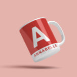 Modern bold colorblock red personalised name coffee mug<br><div class="desc">Modern bold colorblock girly red personalised name. With space for initials and name. Colours can be changed.</div>