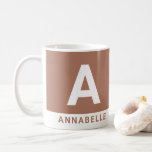 Modern bold colorblock terracotta personalised coffee mug<br><div class="desc">Modern bold colorblock girly terracotta personalised name. With space for initials and name. Colours can be changed.</div>