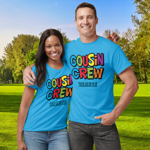 Modern Bold Colorful Cousin Crew Family Reunion T-Shirt