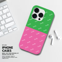 Modern Bold Colour Block Pink and Green Monogram