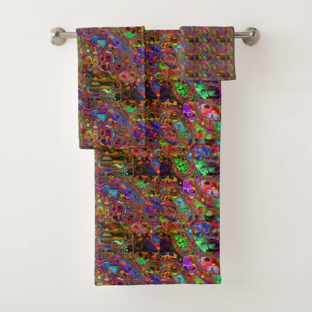 Modern Bold Colourful Design Bath Towel Set (Insitu)