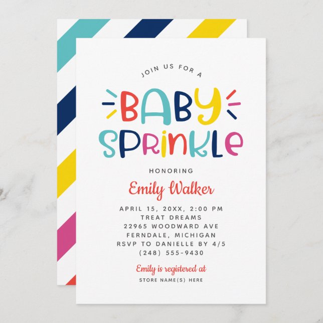 Modern Bold Colours Baby Sprinkle Shower Invitation (Front/Back)