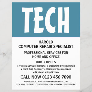 Modern Bold Computer Repair Specialist Advertising Flyer