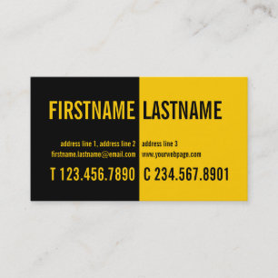Modern Bold Contrast Black Yellow Profile Card