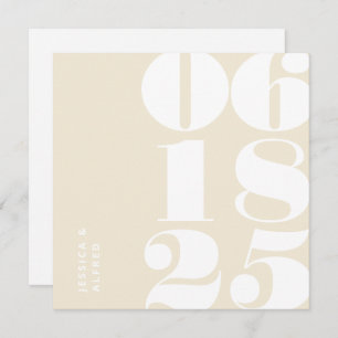 Modern Bold Cream Beige Big Date Wedding Save The Date