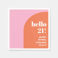 Modern Bold Cute Pink Orange 21st Birthday Custom