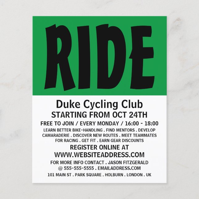 Modern Bold, Cycling Club Advertising Flyer (Front)