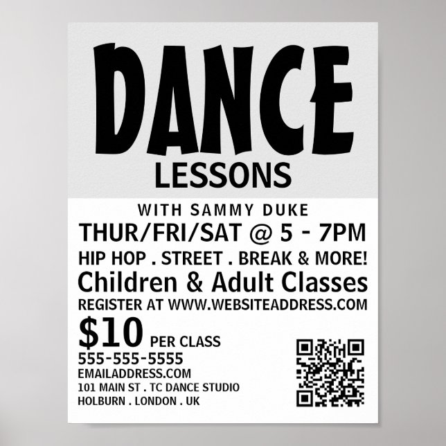 Modern Bold, Dance Lesson Advertising Poster (Front)