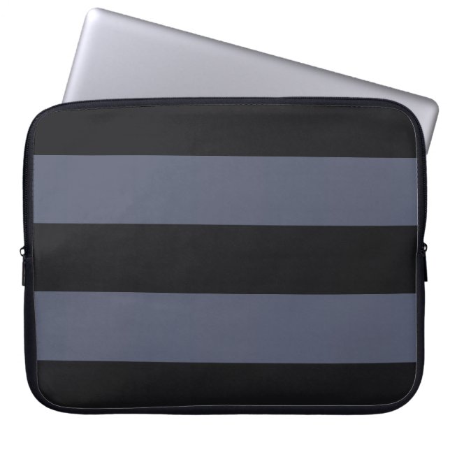 Modern Bold Dark Blue Stripes Laptop Sleeve (Front)