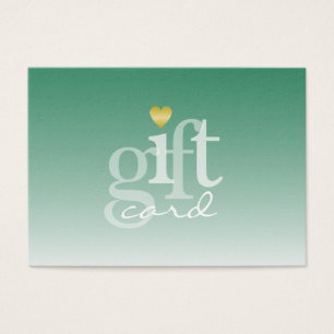 Modern Bold Dark Green Ombre Gold Heart Gift Card