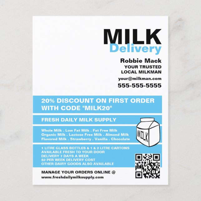 Modern & Bold Design, Milkman/Woman Delivery Flyer (Front)