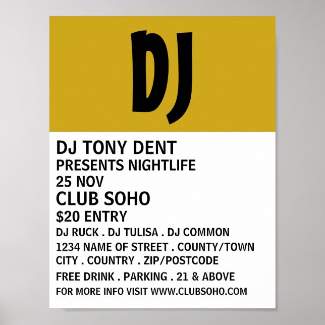 Modern Bold, DJ, Club Event Advertising Poster (Front)