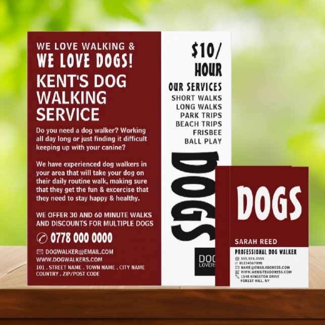 Modern Bold, Dog Walker Service Advertising Flyer (Creator Uploaded)