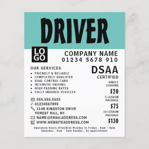 Modern Bold Driving School, Instructor Advertising Flyer