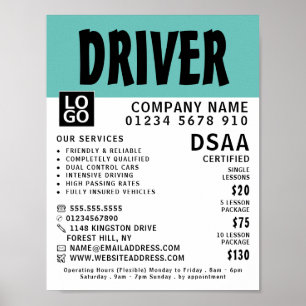 Modern Bold Driving School, Instructor Advertising Poster