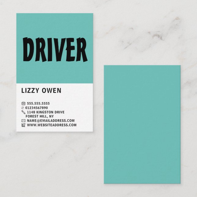 Modern Bold, Driving School, Instructor Business Card (Front/Back)