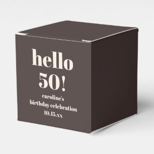 Modern Bold Earthy Brown 50th Birthday Custom Favour Box