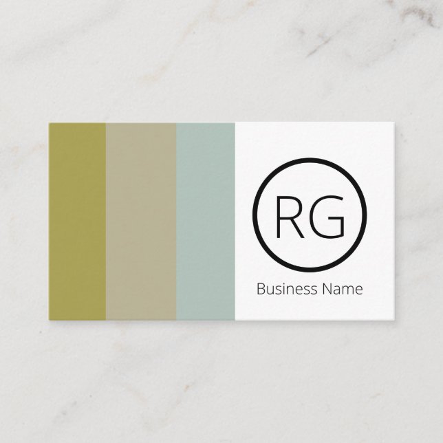Modern Bold Earthy Tones Monogrammed Personalised Business Card (Front)