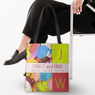 Modern Bold Elegant Abstract Art Monogram Tote Bag