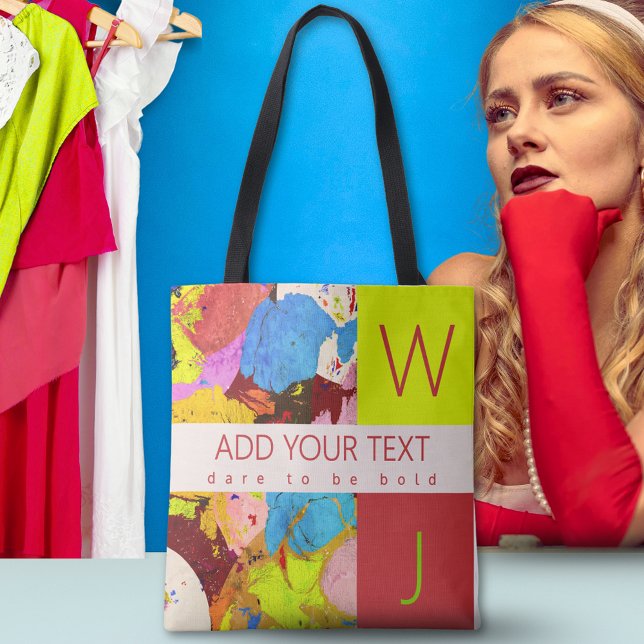 Modern Bold Elegant Abstract Art Monogram Tote Bag (Creator Uploaded)