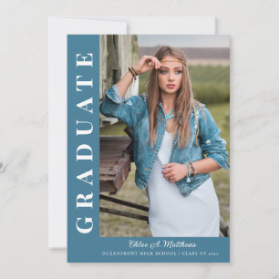 Modern Bold Elegant Three Photo Graduation Invitation