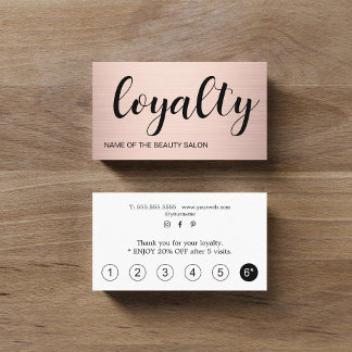Modern Bold Faux Rose Gold Black Salon Loyalty Card