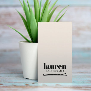 Modern Bold Faux Silver Black Bold Bobby Pin Hair Business Card