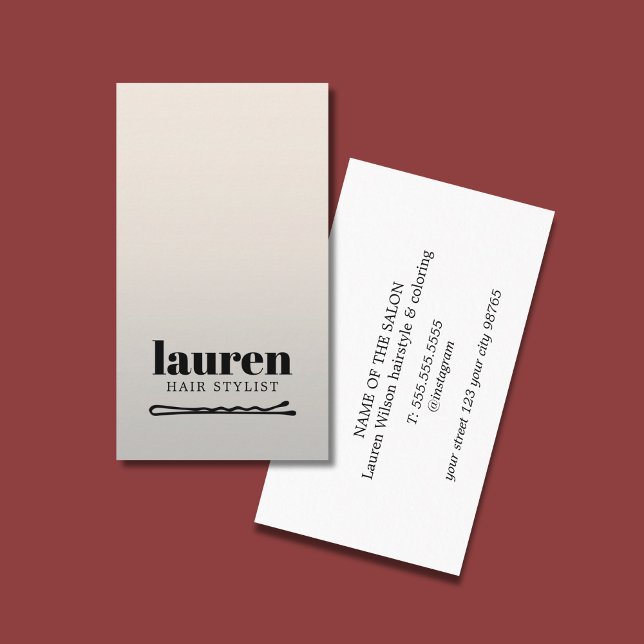 Modern Bold Faux Silver Black Bold Bobby Pin Hair Business Card (Creator Uploaded)