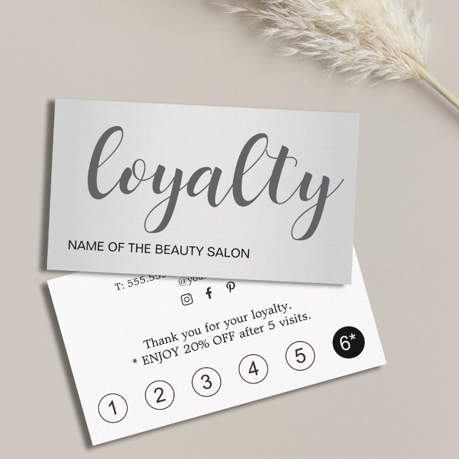 Modern Bold Faux Silver Salon Loyalty Card (Creator Uploaded)