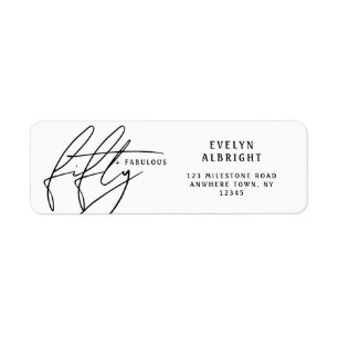 Modern Bold Fifty and Fabulous 50th Birthday Party Return Address Label