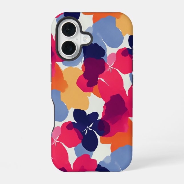 Modern Bold Floral Pattern iPhone 16 Case (Back)
