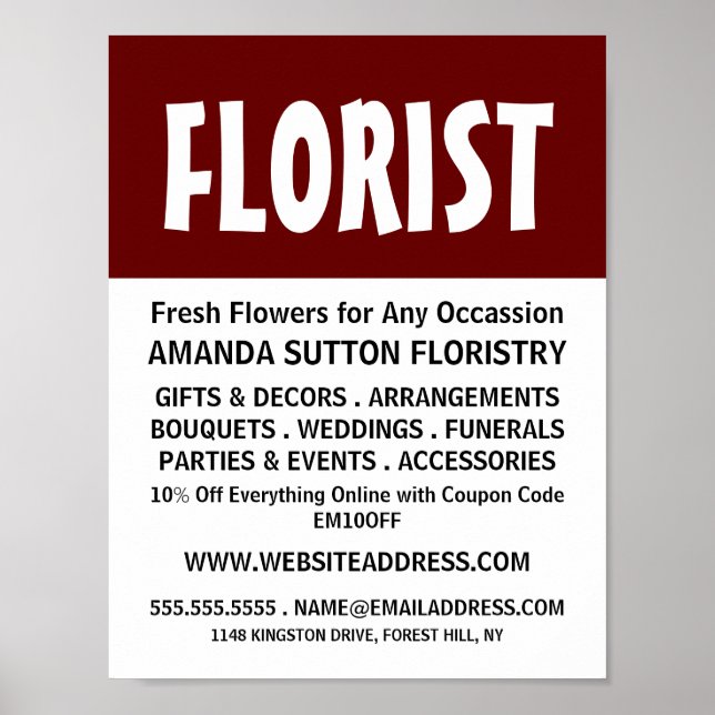 Modern Bold, Floristry Advertising Poster (Front)