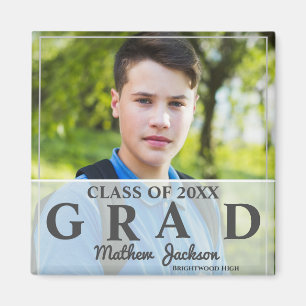 Modern Bold Font Class Of 2025 Grad Photo Magnet
