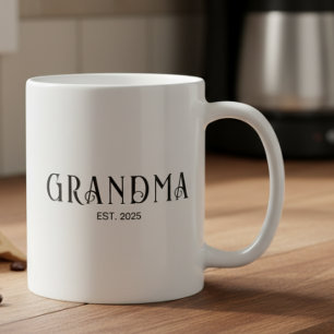 Modern Bold Font Established Grandma Coffee Mug