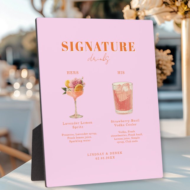 Modern Bold Font His & Hers Drinks Wedding Plaque (Modern Bold Font His & Hers Drinks Wedding Plaque)