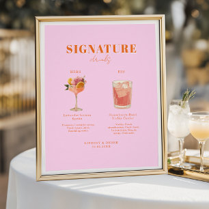 Modern Bold Font His & Hers Drinks Wedding Poster