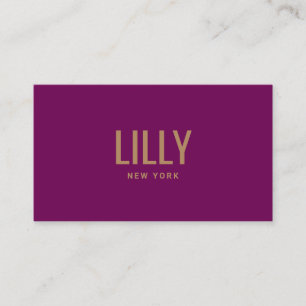 Modern Bold Font Purple Violet Business Card