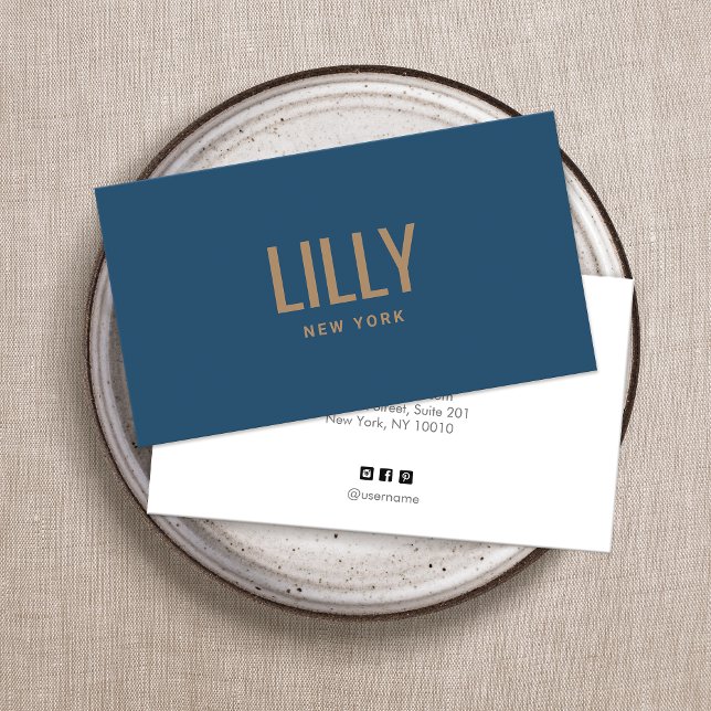 Modern Bold Font Teal Blue Business Card (Creator Uploaded)