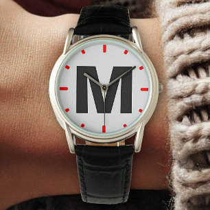 Modern Bold Font Typography Monogrammed Watch