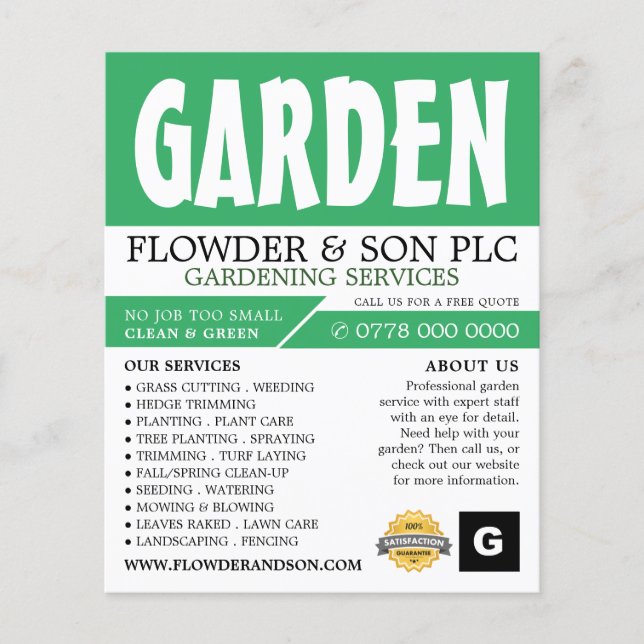 Modern Bold, Gardening Service, Horticulturist Flyer (Front)