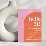 Modern Bold Geometric Pink Orange 21st Birthday Invitation<br><div class="desc">Modern Bold Geometric Pink Orange 21st Birthday Invitation</div>