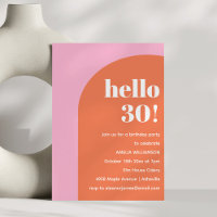 Modern Bold Geometric Pink Orange 30th Birthday