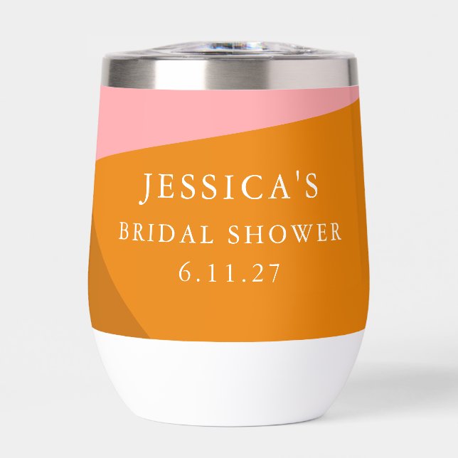 Modern Bold Geometric Pink Orange Bridal Shower (Front)