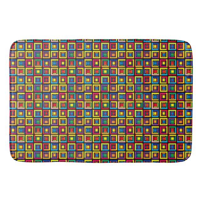 Modern Bold Geometric Tiles Bath Mat (Front)