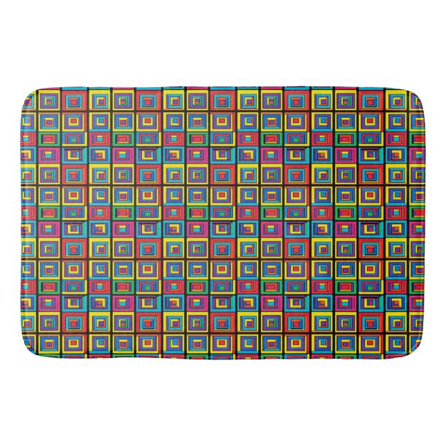 Modern Bold Geometric Tiles Bath Mat (Front)