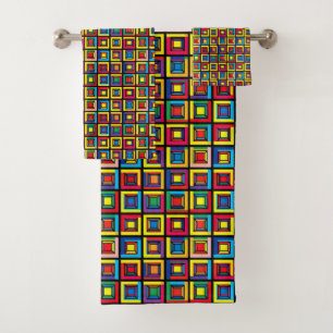 Modern Bold Geometric Tiles Bath Towel Set