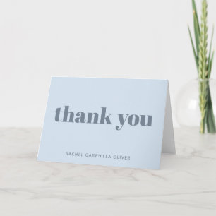 Modern Bold Glacier Blue Personalised Bat Mitzvah  Thank You Card